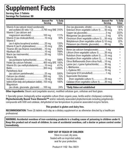 BIOTICS RESEARCH Bio-Multi Plus - Robust Foundational Multivitamin/Mineral Formula, Contains Plant-Based Trace Minerals 270 Tablets - dailyvitalstore