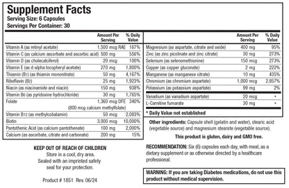 Biotics Research GlucoBalance Chromium, Vanadium, L carnitine Supplement, Supports Metabolic Health and Maintain Healthy Blood Lipid Levels - 180 Capsules - dailyvitalstore
