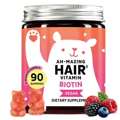 Biotin Gummies for Hair, Skin & Nails. 5,000 mcg High Potency Vegan Vitamins for Faster Hair Growth, Stronger Nails & Healthy Skin. with Vitamins C & E, 90 Gummies - dailyvitalstore