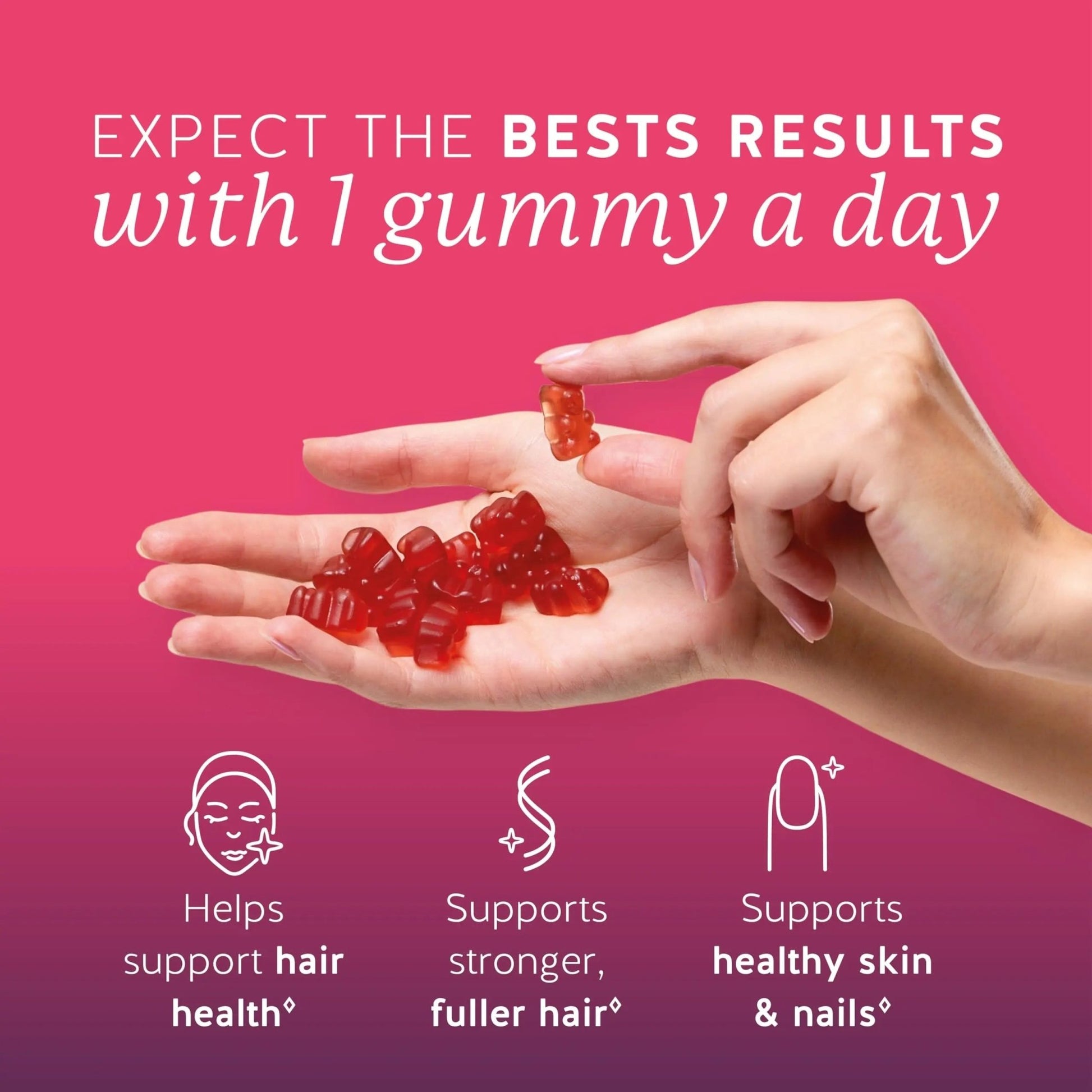 Biotin Gummies for Hair, Skin & Nails. 5,000 mcg High Potency Vegan Vitamins for Faster Hair Growth, Stronger Nails & Healthy Skin. with Vitamins C & E, 90 Gummies - dailyvitalstore