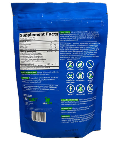 BioTrust Eternal Reds, Red Superfoods Powder, Support for Heart Health and Circulation, Energy, Stamina, No Added Sugar or Caffeine, Naturally Flavored and Sweetened, Berry Flavor (30 Servings) - dailyvitalstore