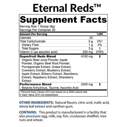 BioTrust Eternal Reds, Red Superfoods Powder, Support for Heart Health and Circulation, Energy, Stamina, No Added Sugar or Caffeine, Naturally Flavored and Sweetened, Berry Flavor (30 Servings) - dailyvitalstore