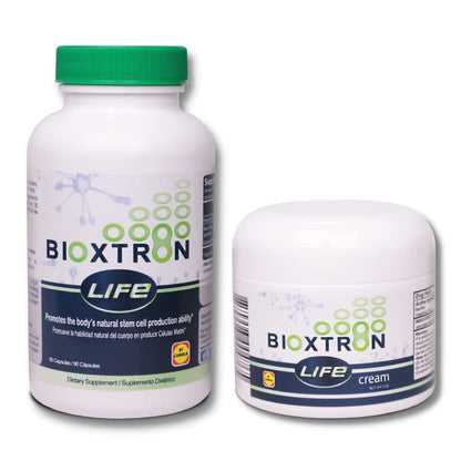 Bioxtron Life AFA Stem Cell Supplement - Joint Support & Muscle Pain - Immune System Support - Support Energy Levels - Stem Cell Production - Blue Green Algae Spirulina - 90 Caps + Cream 2 oz - dailyvitalstore
