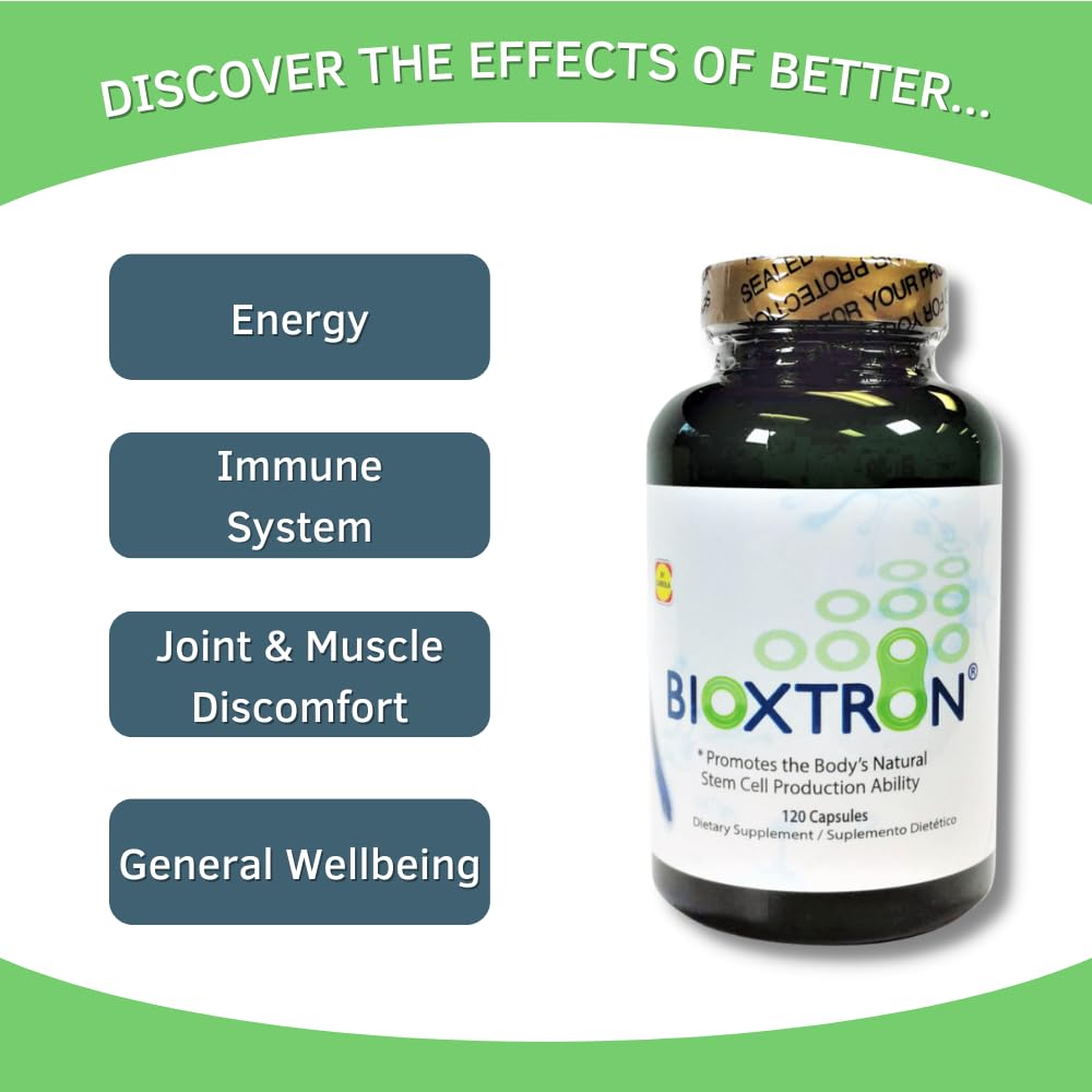 Bioxtron Natural AFA Stem Cell Supplement - Joint Support & Muscle Pain - Immune System Support - Natural Blue Green Algae Spirulina - 120 Caps - dailyvitalstore
