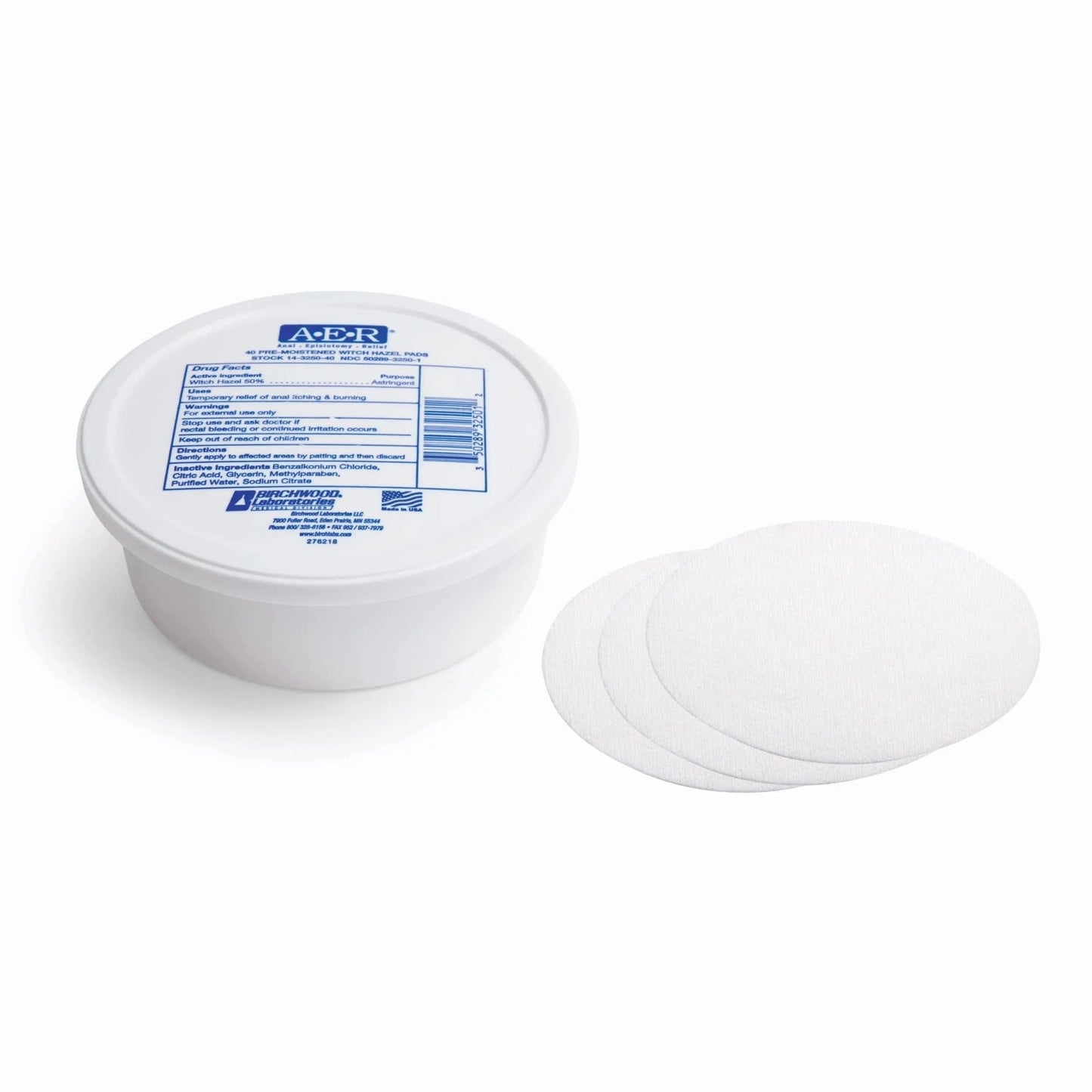 Birchwood Laboratories A-E-R Pre-Moistened Medicated Cooling Witch Hazel Pads For Hemorrhoid & Postpartum Relief, 40 Count - dailyvitalstore