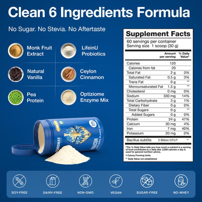 BIRDMAN Falcon Organic Vegan Protein Powder Vanilla, 24g Protein, Sugar Free, Probiotics, Low Carb, Keto Friendly, Dairy Free, Lactose Free, Non Whey - dailyvitalstore