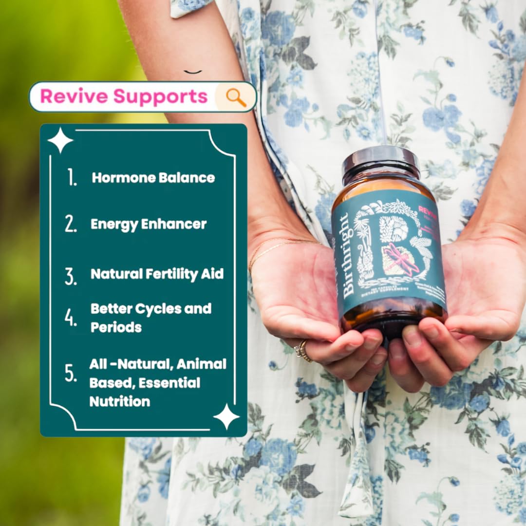 Birthright Female Hormone Support for, Energy, Fertility, Menstrual Cycle, Ovulation, Pregnancy and Menopause… All Natural, Animal Based, Liver, Kidney, Magnesium, Red Raspberry, Herbal Blend Revive - dailyvitalstore