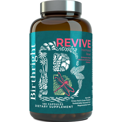 Birthright Female Hormone Support for, Energy, Fertility, Menstrual Cycle, Ovulation, Pregnancy and Menopause… All Natural, Animal Based, Liver, Kidney, Magnesium, Red Raspberry, Herbal Blend Revive - dailyvitalstore