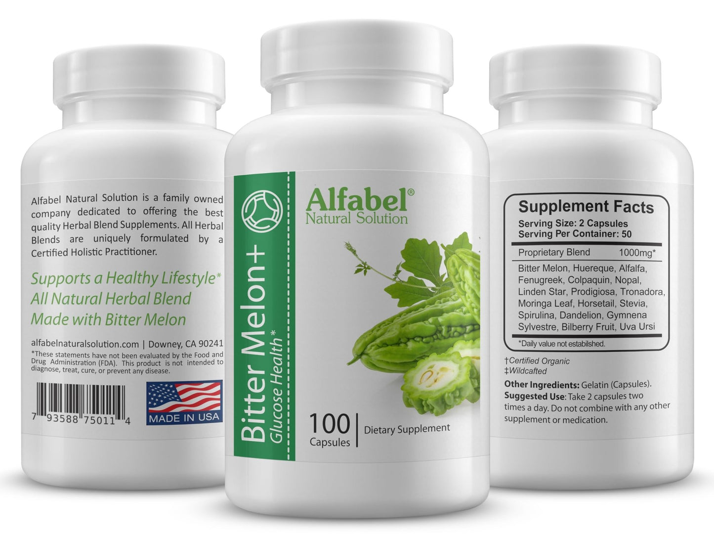 Bitter Melon Plus Herbal Blend - 18 Super Herbs - 100 Capsules - All Natural Glucose Health - dailyvitalstore