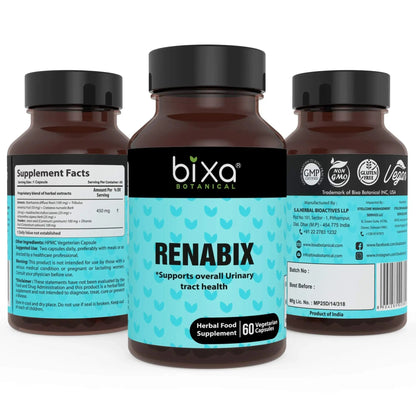 bixa BOTANICAL Ayurvedic Natural Herbal Supplement Renabix Capsules Pure (Punarnava Extract) | Supports Diuretic Response & Overall Urinary Tract Health | 60 Veg Capsules, 450mg, Pack of 1 - dailyvitalstore