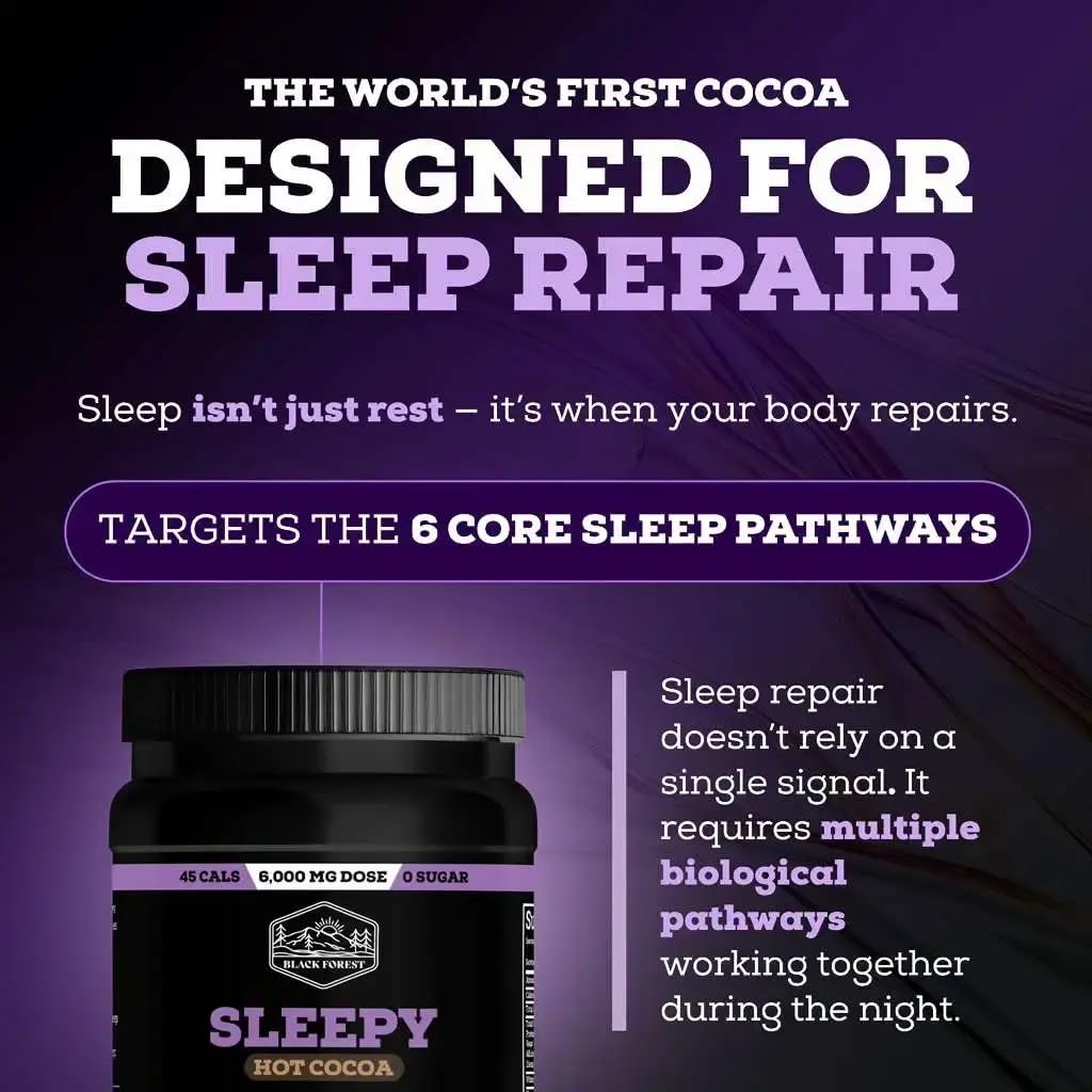 Black Forest Sleepy Hot Cocoa - Magnesium Hot Chocolate Sleepy Cocoa Sleep Powder for Adults with Melatonin & L-Theanine - Natural Sleep Drink Mix for Deep Sleep & Relaxation, - dailyvitalstore