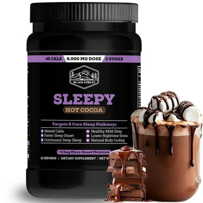 Black Forest Sleepy Hot Cocoa - Magnesium Hot Chocolate Sleepy Cocoa Sleep Powder for Adults with Melatonin & L-Theanine - Natural Sleep Drink Mix for Deep Sleep & Relaxation, - dailyvitalstore