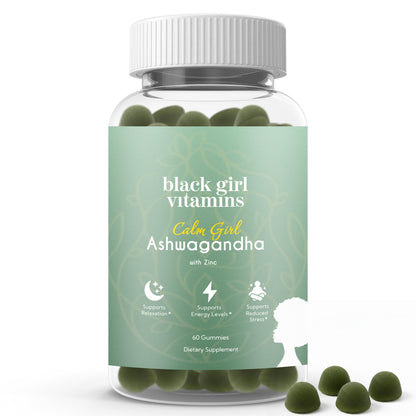 Black Girl Vitamins Calm Girl Ashwagandha + Zinc Gummies Stress Support, Promotes Relaxation & Mental Clarity, Supports Sleep & Immune Health - dailyvitalstore