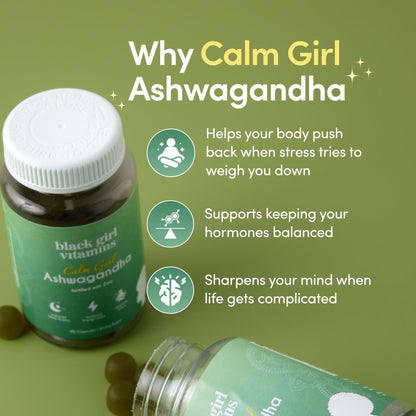 Black Girl Vitamins Calm Girl Ashwagandha + Zinc Gummies Stress Support, Promotes Relaxation & Mental Clarity, Supports Sleep & Immune Health - dailyvitalstore