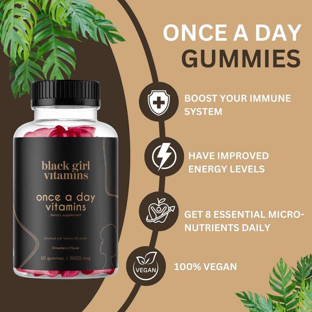 Black Girl Vitamins Complete Wellness Essentials - 30-Day Bundle with D3 Gummies, Probiotics, Hair-Skin-Nails + Sea Moss - 8 Key Nutrients for Immune, Skin & Energy Support - dailyvitalstore