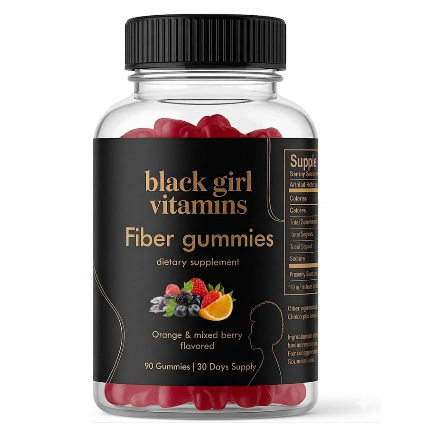Black Girl Vitamins - Fiber Gummies - Prebiotic for Gut Health & Bloat Relief - Supports Digestion, Regularity & Microbiome Balance - Vegan, Gluten-Free, Halal - dailyvitalstore