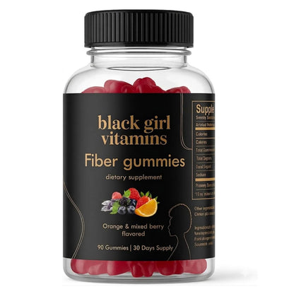 Black Girl Vitamins - Fiber Gummies - Prebiotic for Gut Health & Bloat Relief - Supports Digestion, Regularity & Microbiome Balance - Vegan, Gluten-Free, Halal - dailyvitalstore
