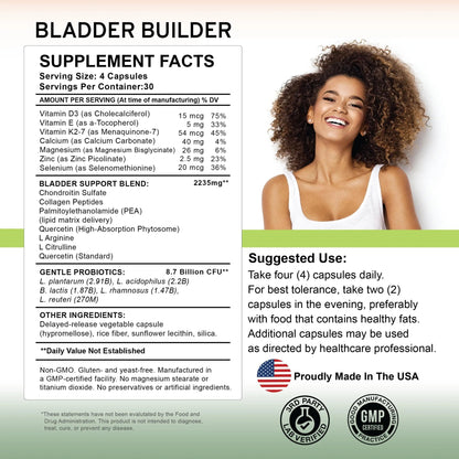 BLADDER BUILDER - Bladder Health Supplement for Bladder Support & Bladder Discomfort – Supports Bladder Lining – 120 Capsules – Made in USA** - dailyvitalstore