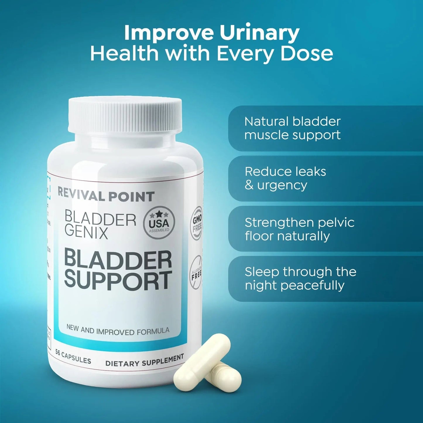 Bladdergenix Bladder Control Supplement for Women and Men – Natural Urinary Urgency & Frequency Support – Crataeva Nurvala & Lindera Aggregata Herbal Blend for Bladder Health – 56 Capsules - dailyvitalstore