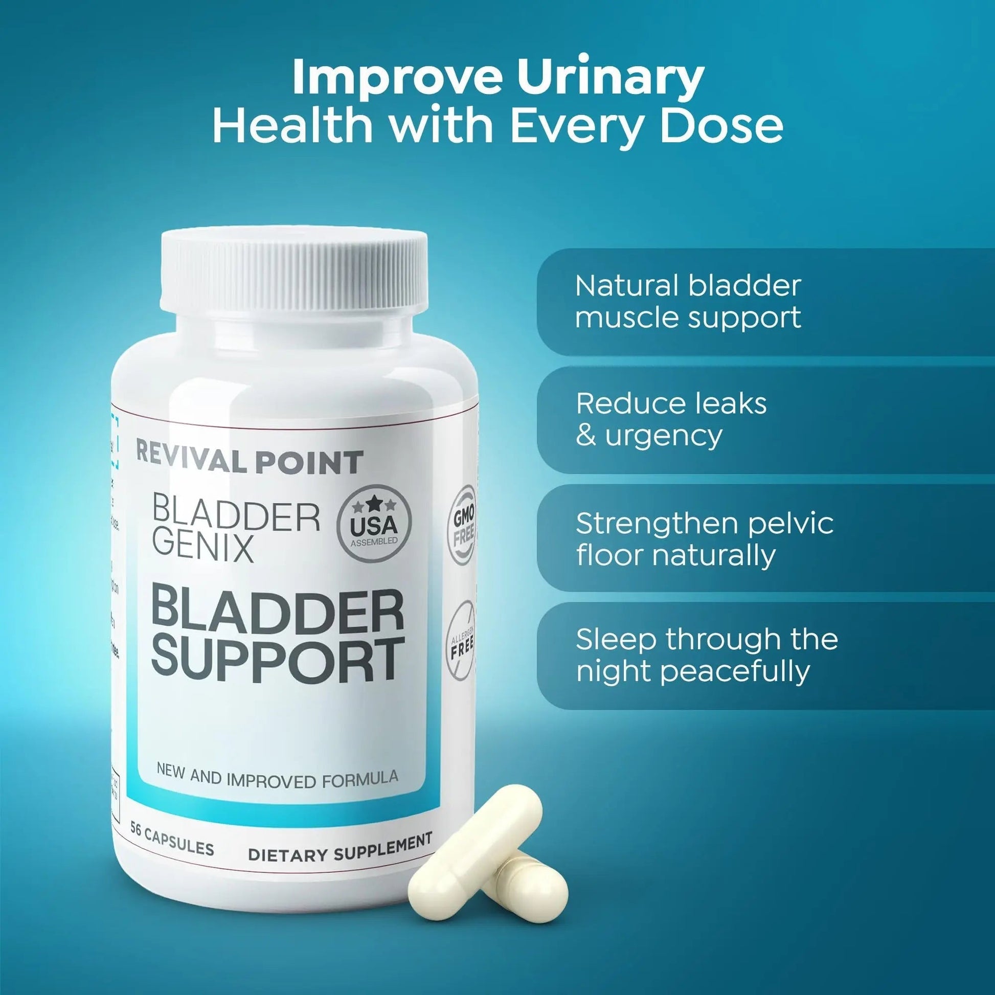 Bladdergenix Bladder Control Supplement for Women and Men – Natural Urinary Urgency & Frequency Support – Crataeva Nurvala & Lindera Aggregata Herbal Blend for Bladder Health – 56 Capsules - dailyvitalstore