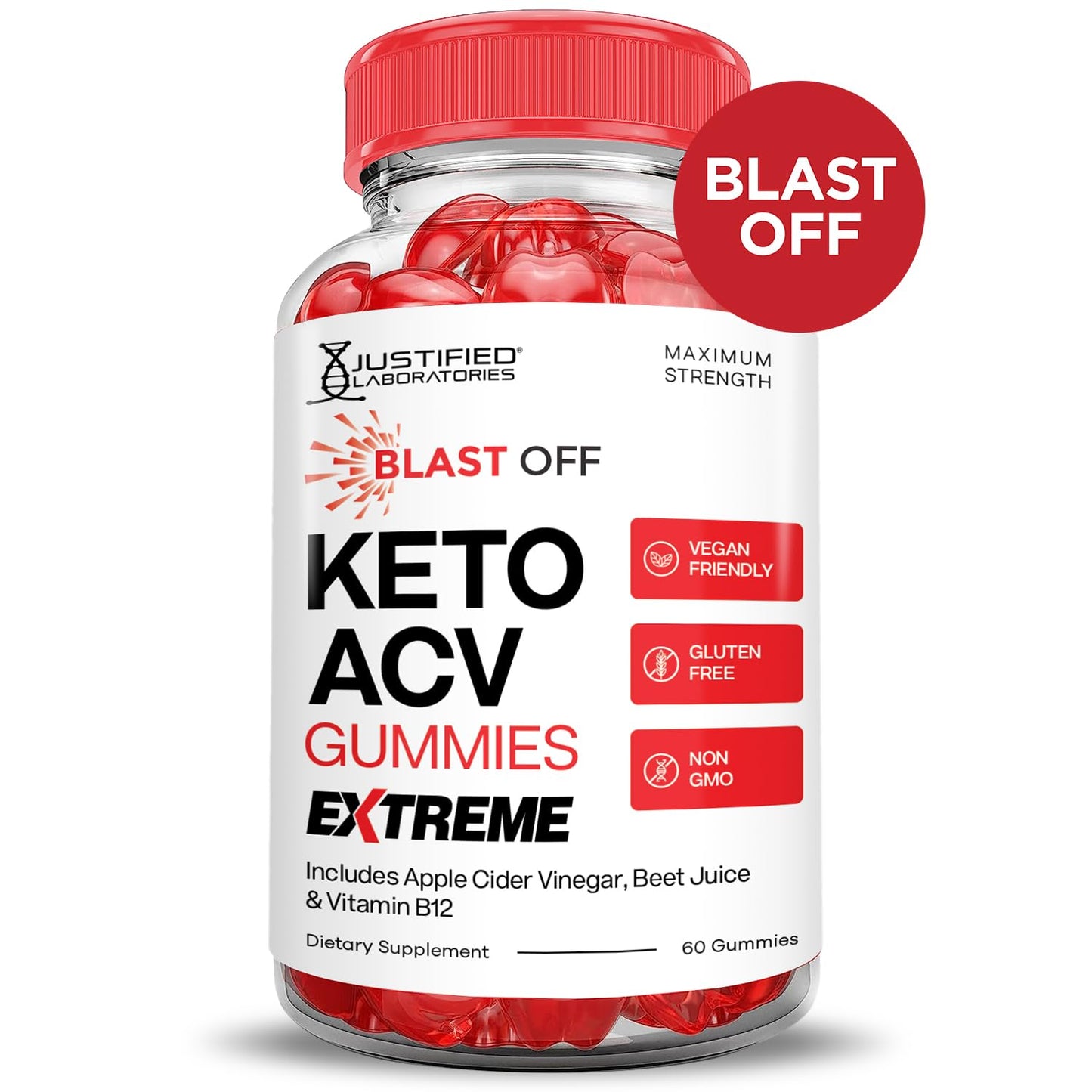 Blast Off Keto ACV Gummies Extreme 2000MG Blast Keto Gummies Apple Cider Vinegar Formulated with Pomegranate Beet Juice Powder B12 Vegan Non GMO 60 Gummys - dailyvitalstore