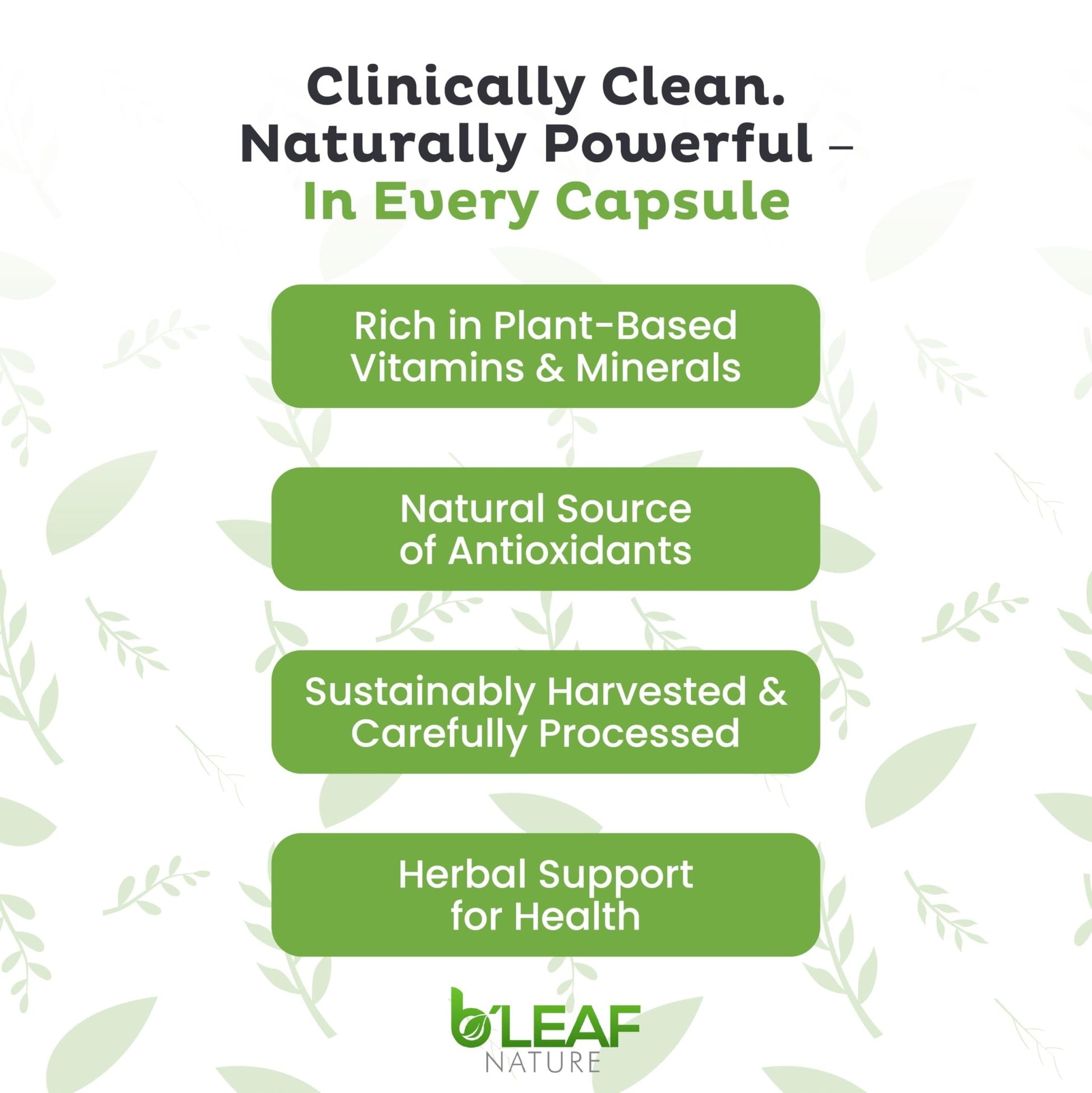 B'LEAF NATURE Moringa and Quercetin Bundle - Non-GMO, Vegan, High Absorption Capsules - 1000mg Quercetin Phytosome Blend + 1000mg Moringa - Natural Energy, Wellness and Immune Support Supplements - dailyvitalstore