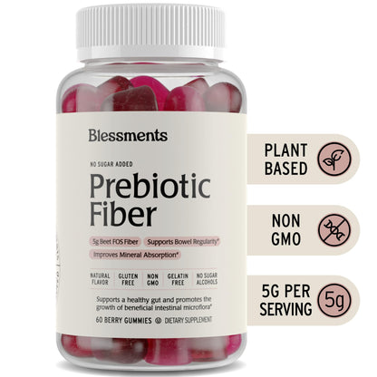 Blessments - Prebiotic Fiber Gummies for Adults & Kids with No Added Sugar- 5g (60 Count-2 Pack) High Fiber Supplement Gummies - Vegan - Keto Friendly - dailyvitalstore