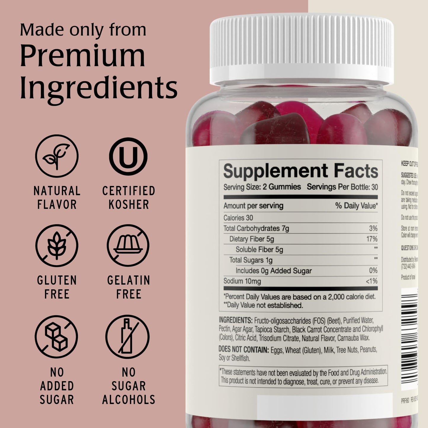 Blessments - Prebiotic Fiber Gummies for Adults & Kids with No Added Sugar- 5g (60 Count-2 Pack) High Fiber Supplement Gummies - Vegan - Keto Friendly - dailyvitalstore