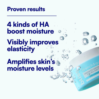 Bliss Drench & Quench Hyaluronic Acid Cream to Water Moisturizer | Lightweight Face Cream with 4 Types of Hyaluronic Acid for All Day Hydration and Plump Skin | Clean Vegan & Cruelty Free 1.7 fl oz - dailyvitalstore