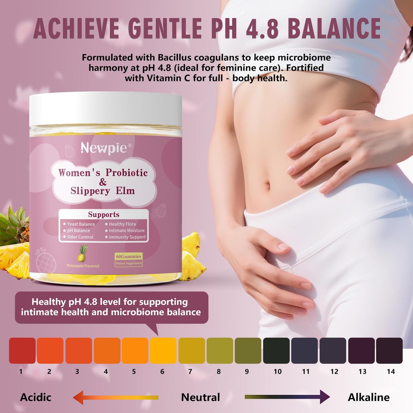 Blltzzz Her Juicy Women's Probiotic Gummies | Pineapple Flavor | Contains Slippery Elm and Probiotic Blend to Support Women's Intimate pH Balance, Gut Wellness and Overall Well-Being | 60 Gummies (2) - dailyvitalstore