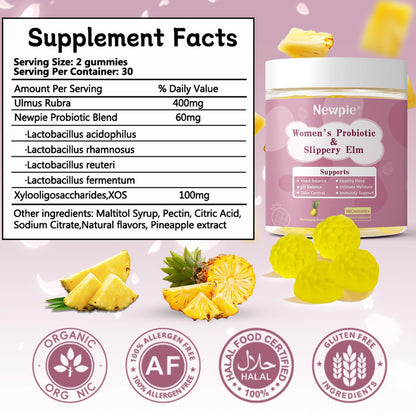 Blltzzz Her Juicy Women's Probiotic Gummies | Pineapple Flavor | Contains Slippery Elm and Probiotic Blend to Support Women's Intimate pH Balance, Gut Wellness and Overall Well-Being | 60 Gummies (2) - dailyvitalstore