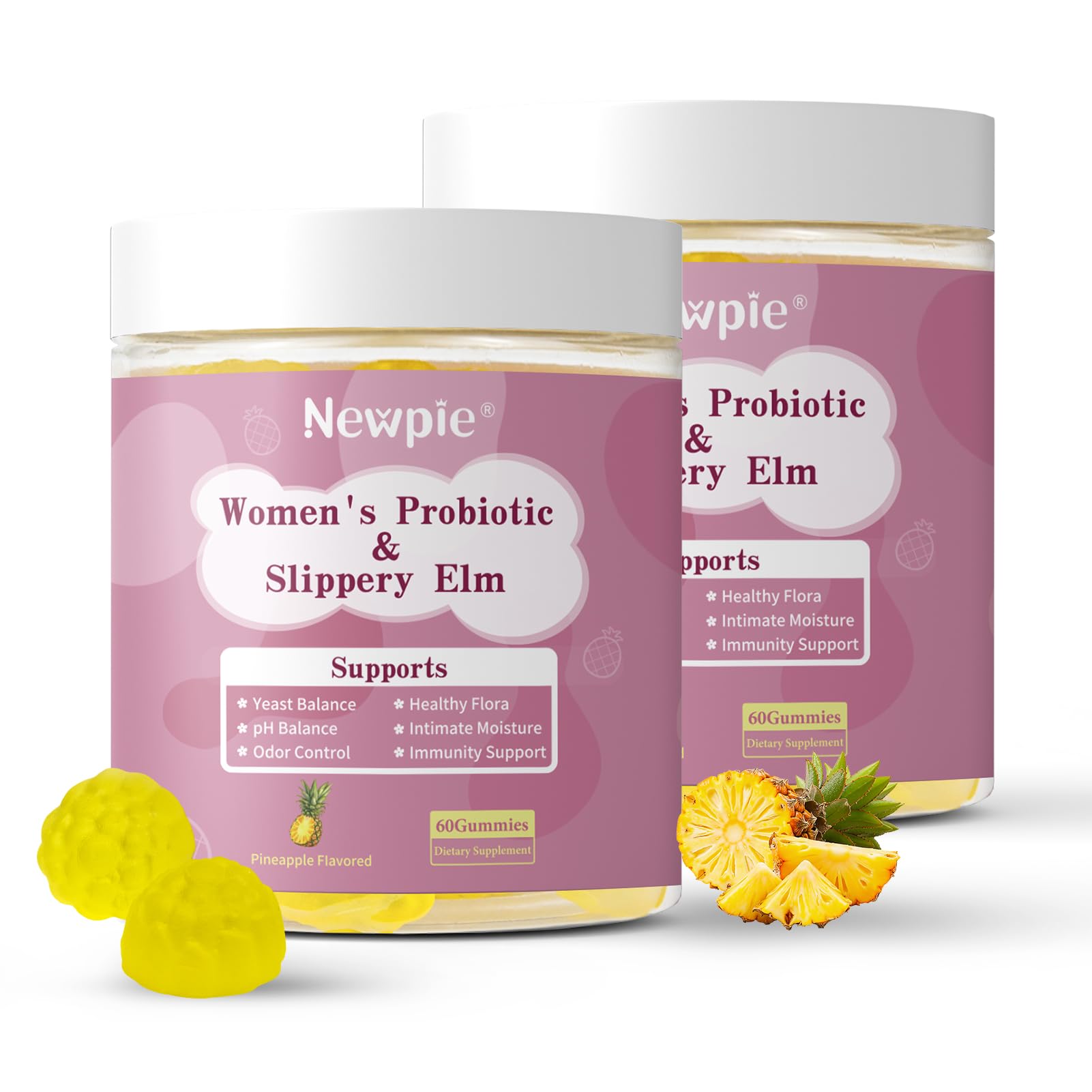 Blltzzz Her Juicy Women's Probiotic Gummies | Pineapple Flavor | Contains Slippery Elm and Probiotic Blend to Support Women's Intimate pH Balance, Gut Wellness and Overall Well-Being | 60 Gummies (2) - dailyvitalstore