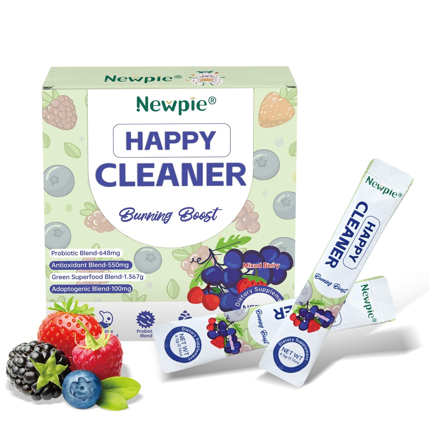 Blltzzz Newpie Superfoods Happy Cleaner Probiotic Powder,Watermelon Flavor Prebiotic & Probiotic Powder,Organic Fiber,Sugar Free,Gut Health,Natural Antioxidant - dailyvitalstore
