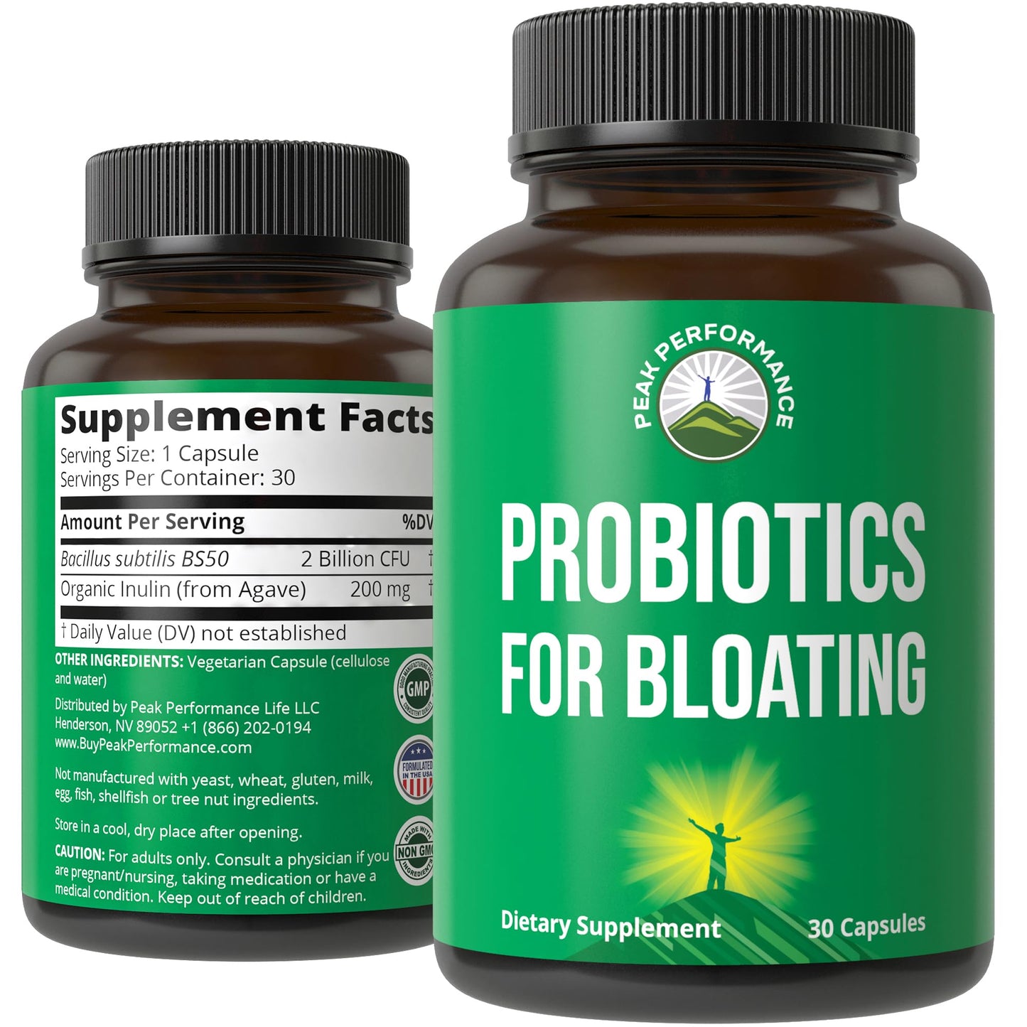 Bloat and Gas Probiotic - Proven Relief with Clinically Studied Bacillus Subtilis BS50 + Prebiotic Fiber - Fast Acting Anti Bloating Pills Supplement - dailyvitalstore