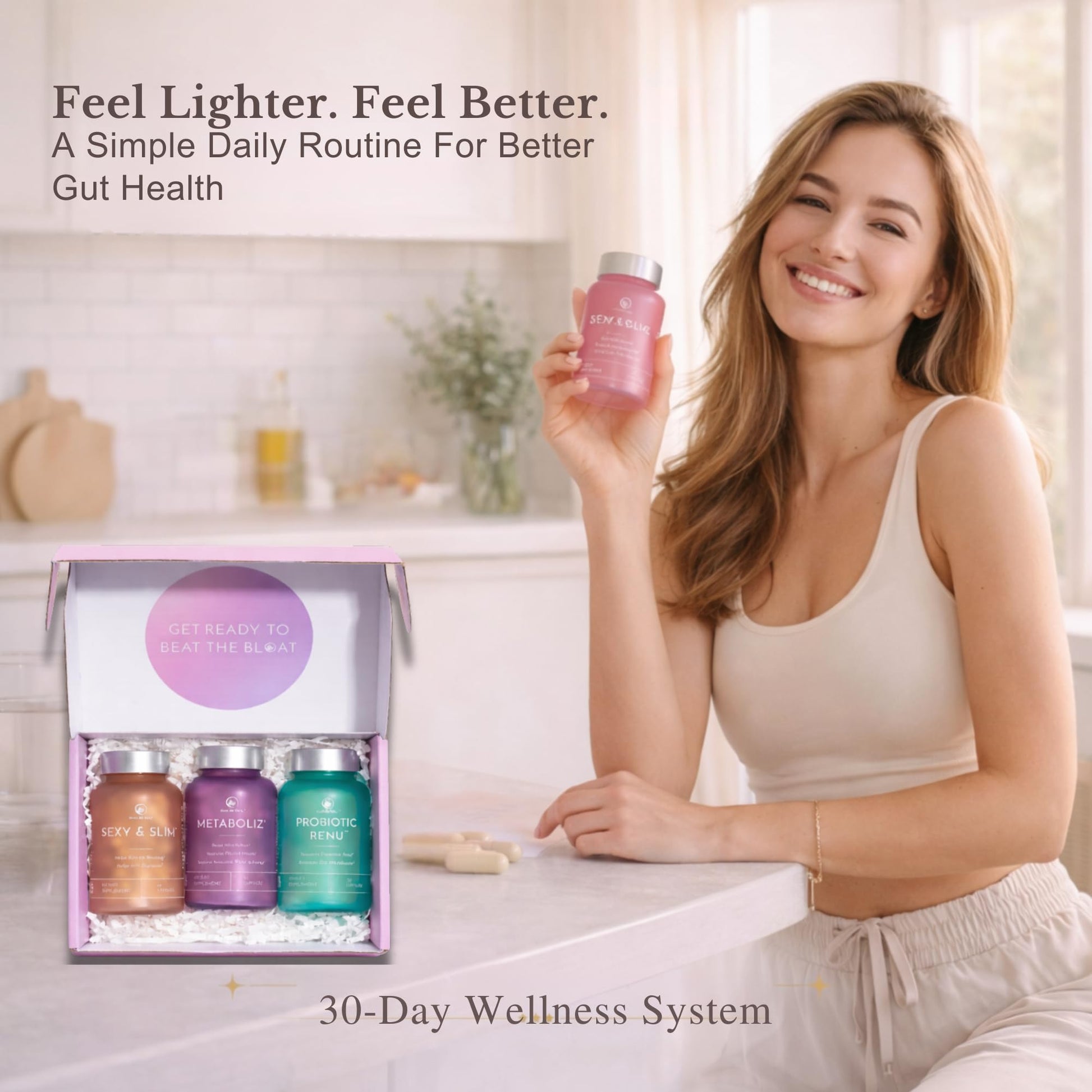Bloat No More Sexy & Trim Wellness Kit for Women – 3-in-1 Gut Health, Metabolism & Bloating Relief Bundle – Probiotic, Thyroid Support - dailyvitalstore