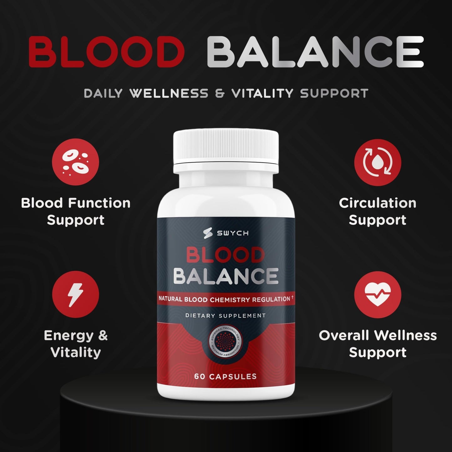 Blood Balance Supplement for Healthy Blood Support, Circulation, Metabolism & Vitality | Energy Formula with Premium Ingredients | Holistic Products to Support Cardiovascular Function – 60 Capsules - dailyvitalstore