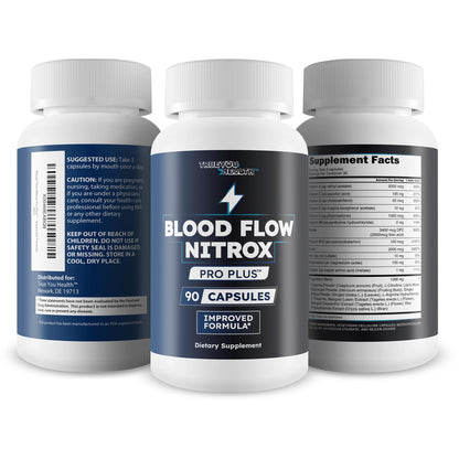 Blood Flow Nitrox Pro Plus - Improved Formula - Our Best Blood Circulation Supplements For Men - Vasodialators - Increase Blood Flow Care Blood Circulation Supplement Blood Flow Supplement For Men - dailyvitalstore