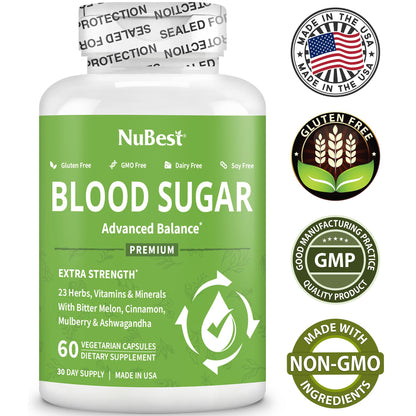 Blood Sugar - Advanced Formula with Bitter Melon, Ashwagandha, Cinnamon, Chromium, Magnesium, Vitamins, Alpha Lipoic Acid, Cayenne Pepper & More - dailyvitalstore