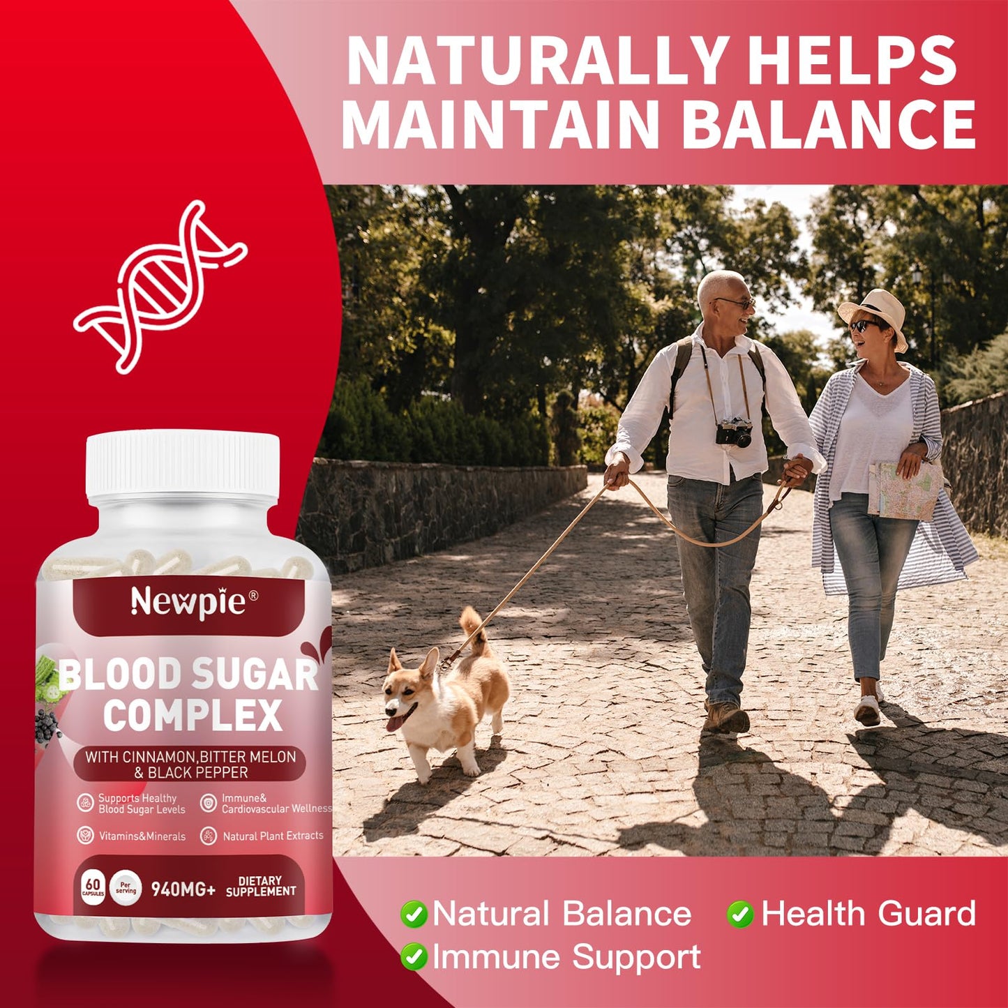 Blood Sugar Complex Supplement – Natural with 20 Active Herbs and Vitamins, Including Cinnamon, Bitter Melon, Black Pepper, Licorice, Vegan, Non-GMO, Gluten-Free, 60 Capsules - dailyvitalstore