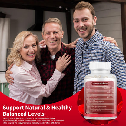 Blood Sugar Complex Supplement – Natural with 20 Active Herbs and Vitamins, Including Cinnamon, Bitter Melon, Black Pepper, Licorice, Vegan, Non-GMO, Gluten-Free, 60 Capsules - dailyvitalstore