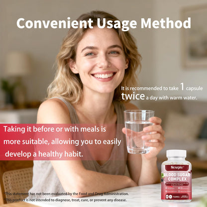 Blood Sugar Complex Supplement – Natural with 20 Active Herbs and Vitamins, Including Cinnamon, Bitter Melon, Black Pepper, Licorice, Vegan, Non-GMO, Gluten-Free, 60 Capsules - dailyvitalstore