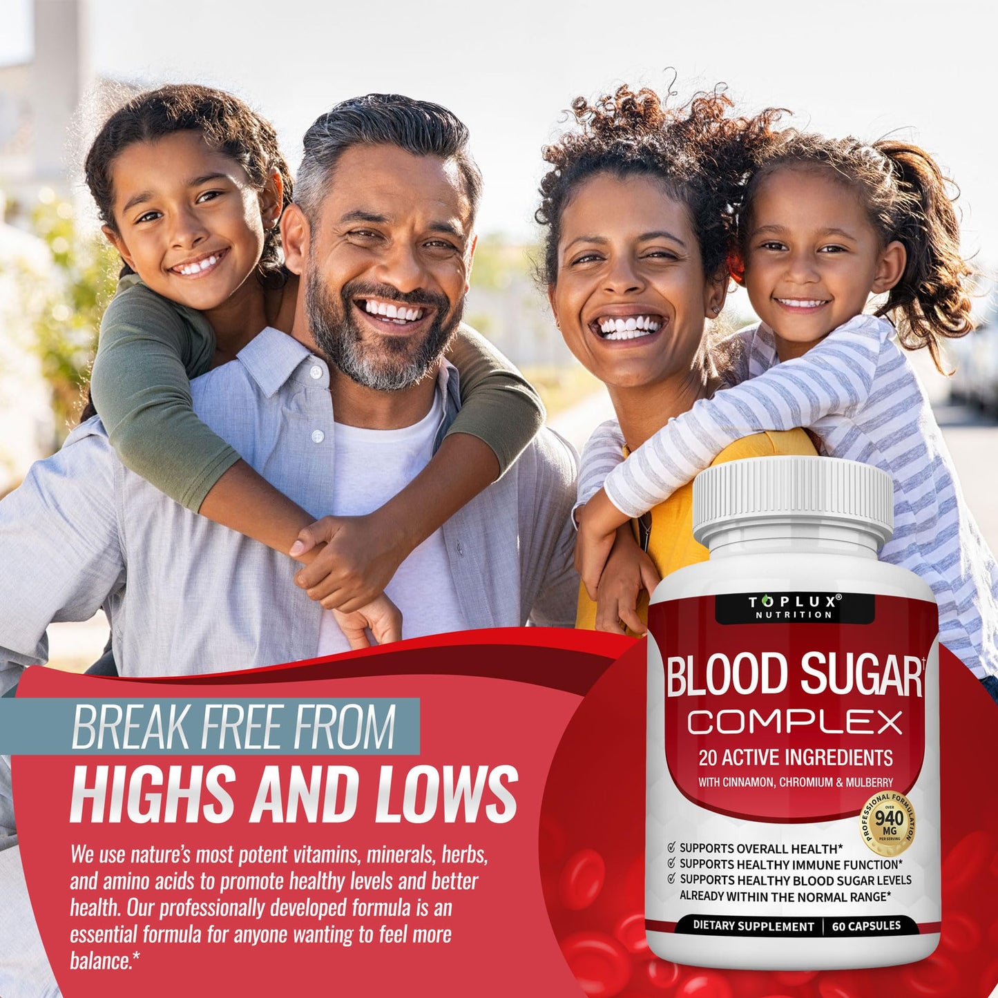 Blood Sugar Complex Supplement - Supports Healthy Blood Sugar Levels Already Within Normal Range All Natural with Cinnamon, Bitter Melon, Chromium, Mulberry, Al - dailyvitalstore