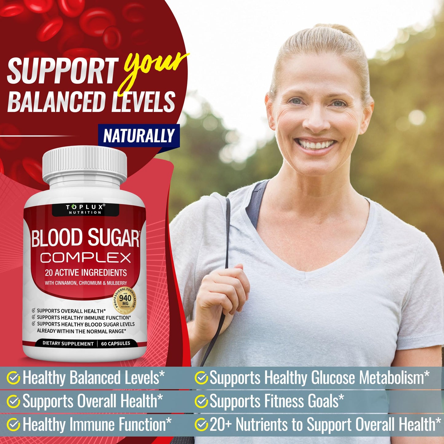 Blood Sugar Complex Supplement - Supports Healthy Blood Sugar Levels Already Within Normal Range All Natural with Cinnamon, Bitter Melon, Chromium, Mulberry, Al - dailyvitalstore