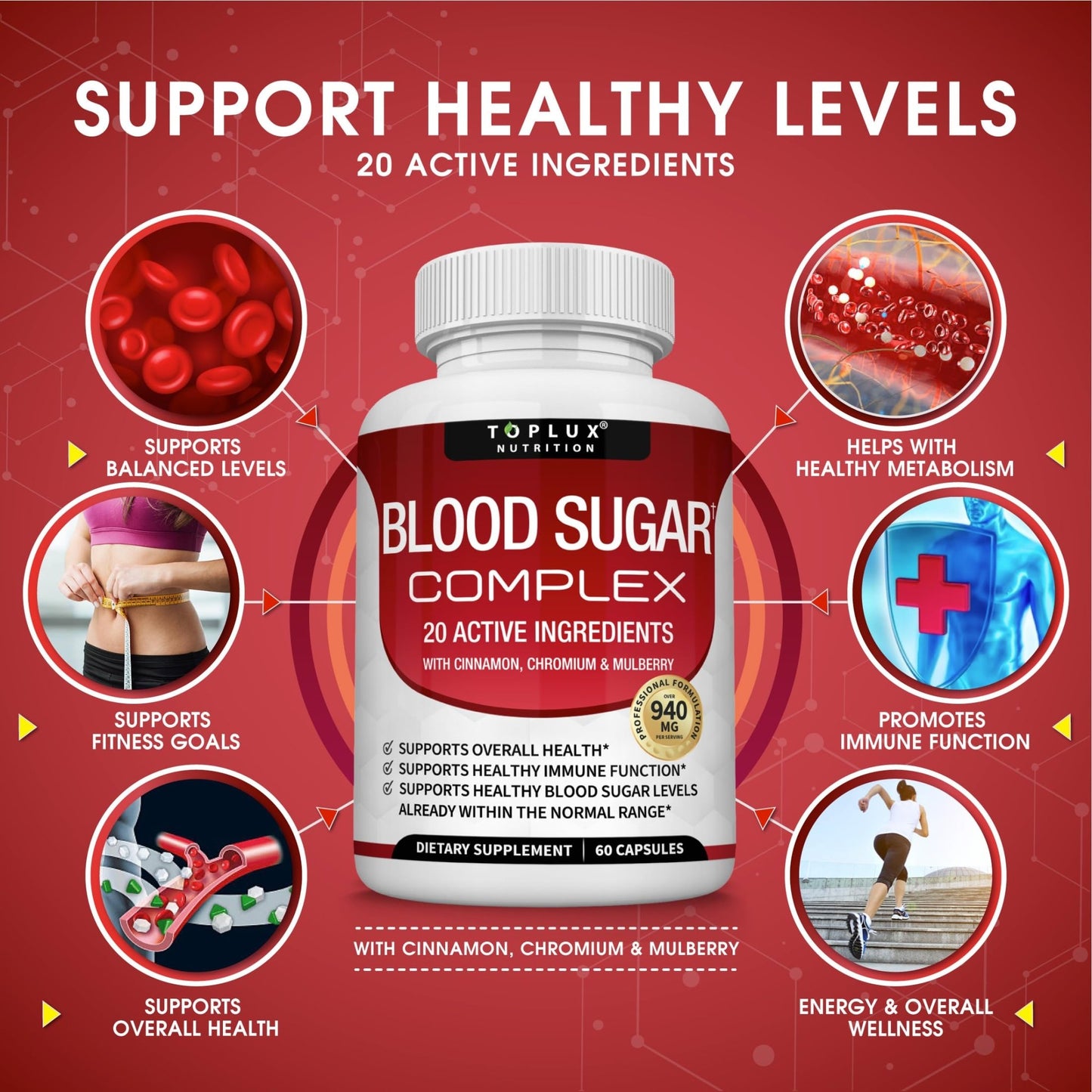 Blood Sugar Complex Supplement - Supports Healthy Blood Sugar Levels Already Within Normal Range All Natural with Cinnamon, Bitter Melon, Chromium, Mulberry, Al - dailyvitalstore