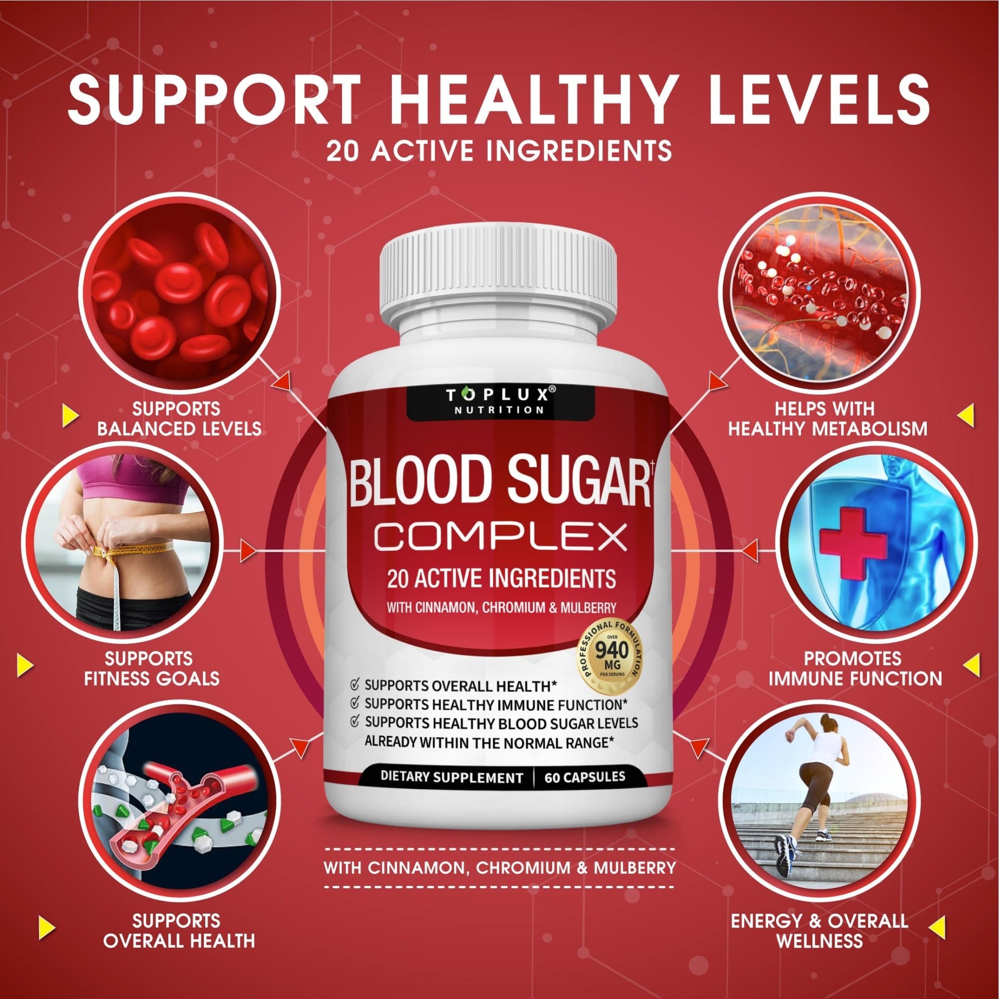 Blood Sugar Complex Supplement - Supports Healthy Blood Sugar Levels Already Within Normal Range All Natural with Cinnamon, Bitter Melon, Chromium, Mulberry, Al - dailyvitalstore