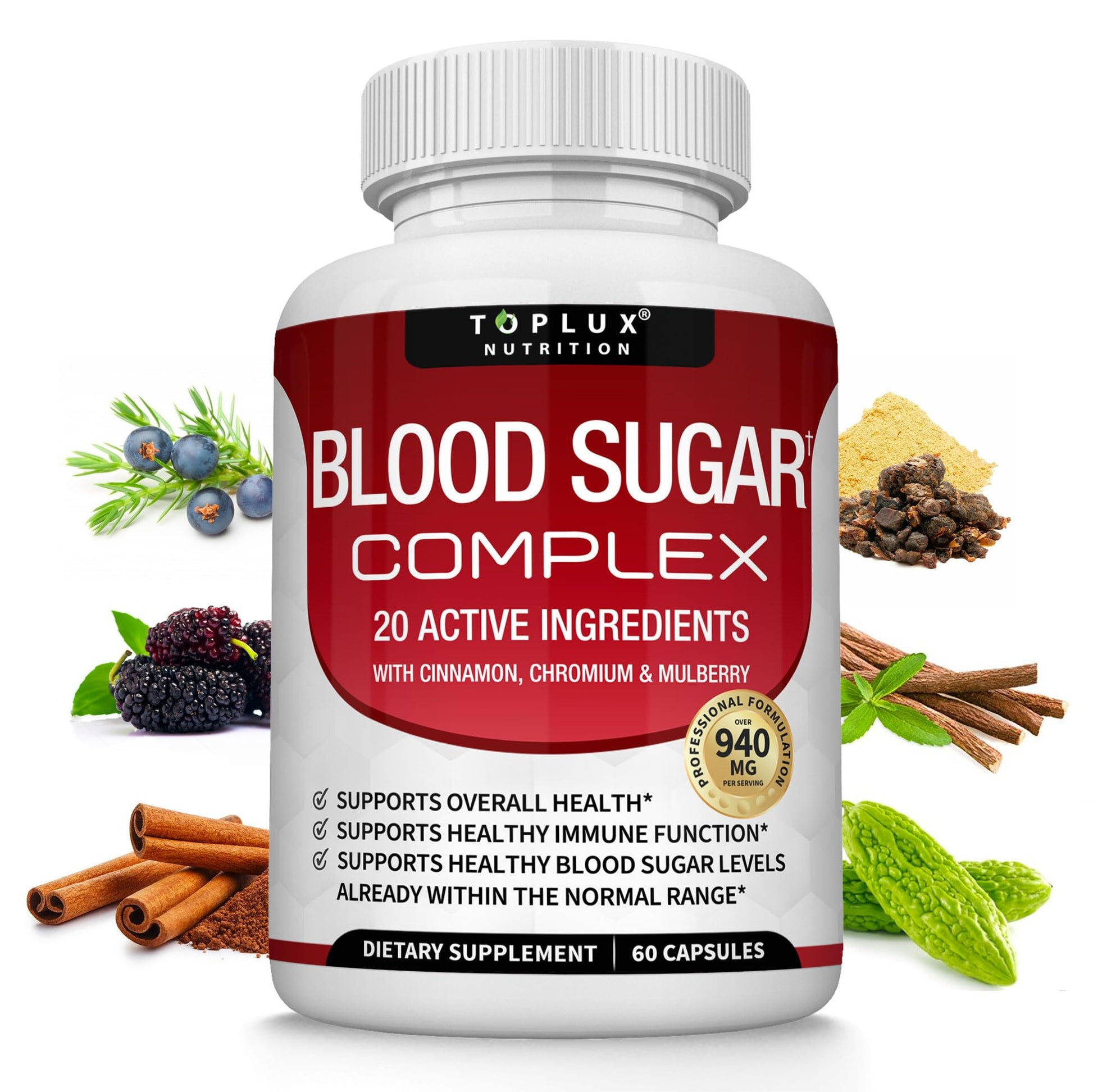 Blood Sugar Complex Supplement - Supports Healthy Blood Sugar Levels Already Within Normal Range All Natural with Cinnamon, Bitter Melon, Chromium, Mulberry, Al - dailyvitalstore