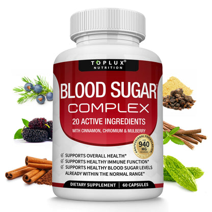 Blood Sugar Complex Supplement - Supports Healthy Blood Sugar Levels Already Within Normal Range All Natural with Cinnamon, Bitter Melon, Chromium, Mulberry, Al - dailyvitalstore