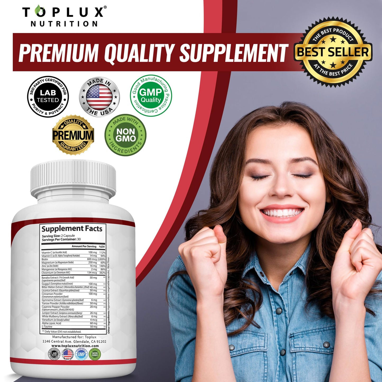 Blood Sugar Complex Supplement - Supports Healthy Blood Sugar Levels Already Within Normal Range All Natural with Cinnamon, Bitter Melon, Chromium, Mulberry, Al - dailyvitalstore