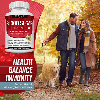 Blood Sugar Complex Supplement - Supports Healthy Blood Sugar Levels Already Within Normal Range All Natural with Cinnamon, Bitter Melon, Chromium, Mulberry, Al - dailyvitalstore