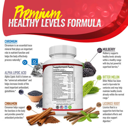 Blood Sugar Complex Supplement - Supports Healthy Blood Sugar Levels Already Within Normal Range All Natural with Cinnamon, Bitter Melon, Chromium, Mulberry, Al - dailyvitalstore